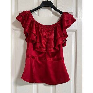 Bright Red Blouse with Ruffles, new!
